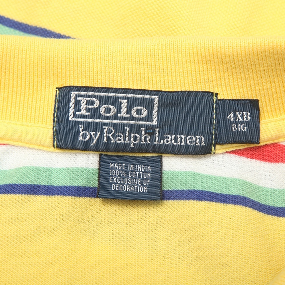 Polo Ralph Lauren Men's 4XB Big Yellow Striped Pique Short Sleeve Polo Shirt - Picture 5 of 10